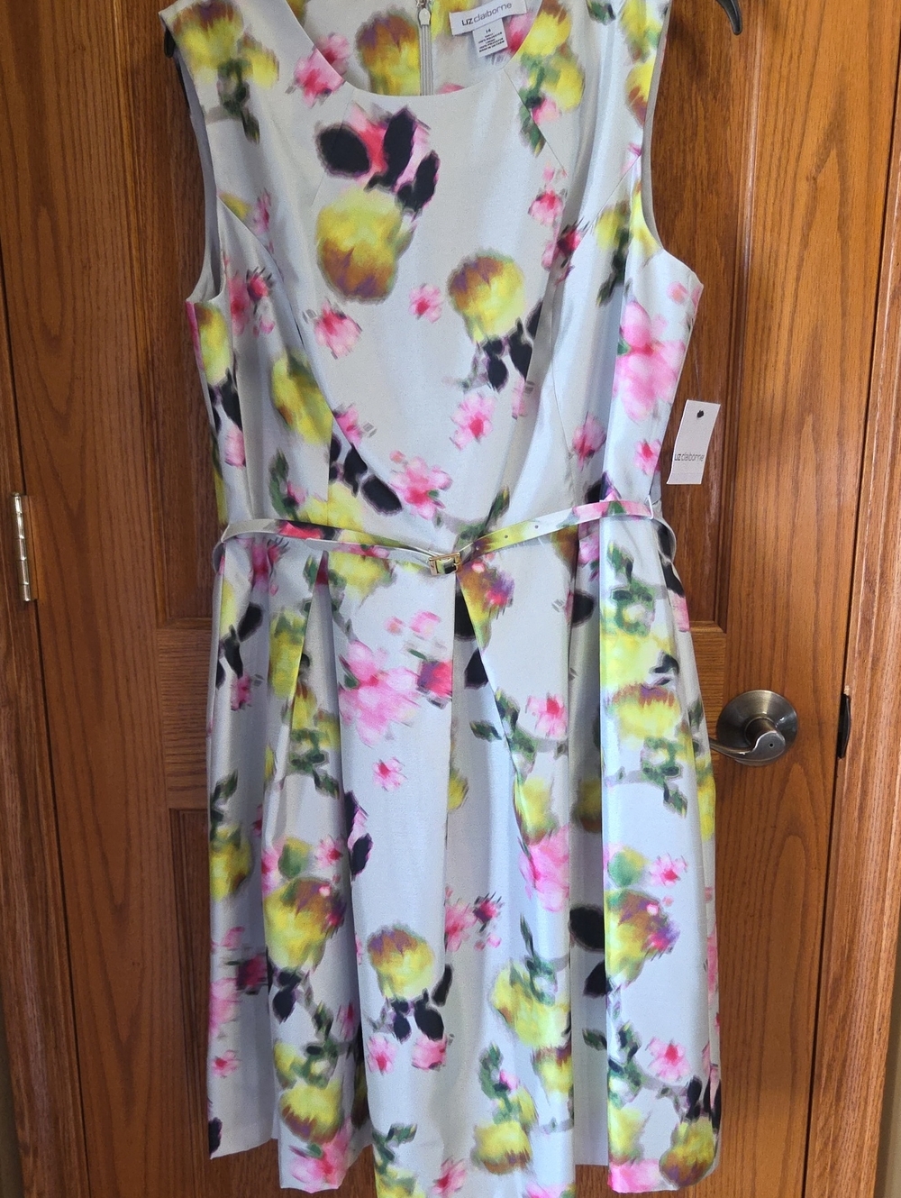 Liz Claiborne Mint Floral Dress with Pink and Yellow Blooms
